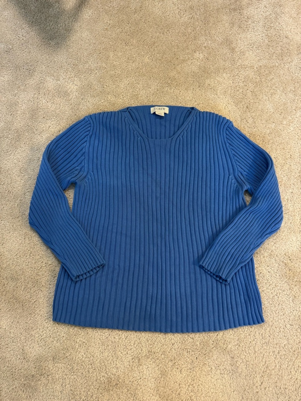 J.Crew Ribbed 100% Cotton Knit Sweater in Bright Blue